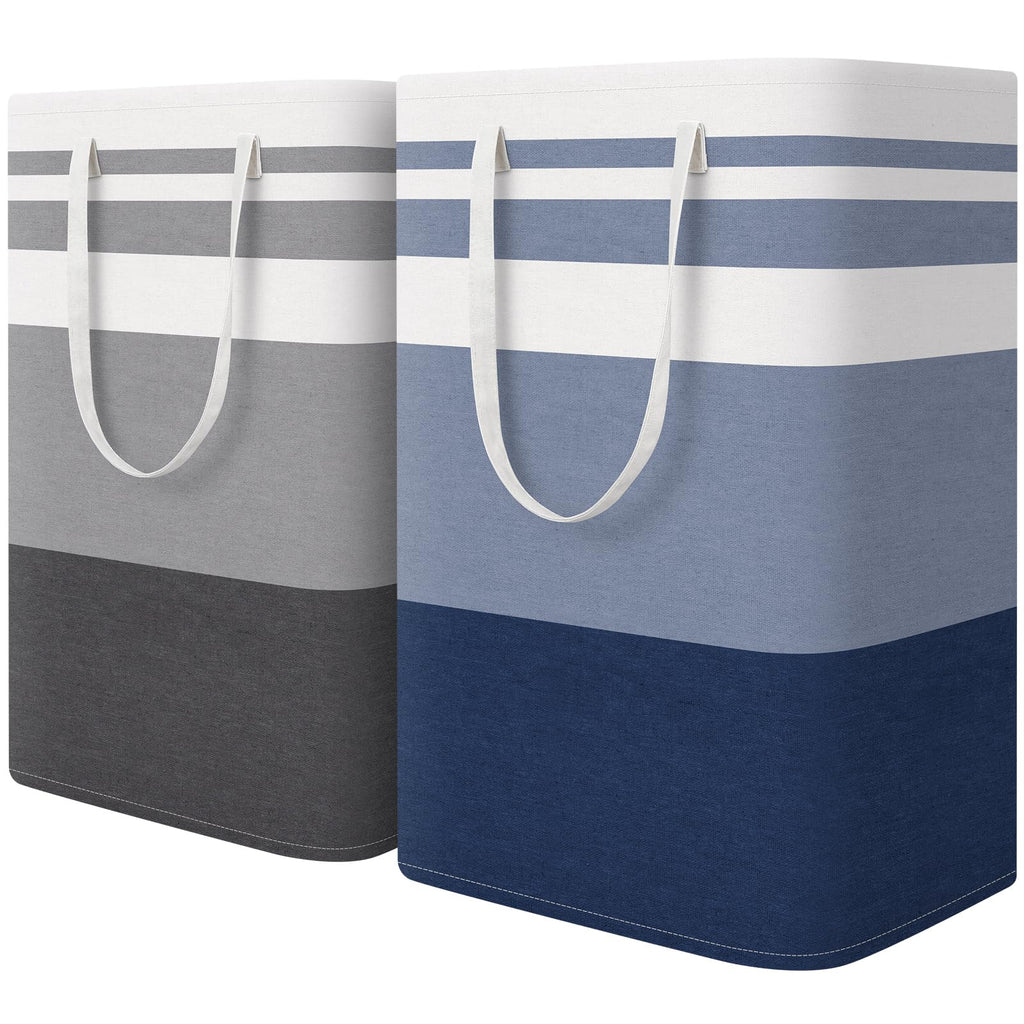 HomeHacks 2 Pack Large Laundry Baskets, Laundry Hampers Bags (Grey 75Lx2)