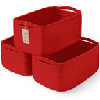 3 Pack Small Storage Baskets for Organizing, 11.8×7.8×5.1", Mixed Brown