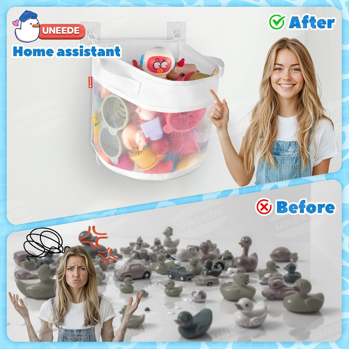 UNEEDE Bath Toy Organizer,4 Gallons Bathtub Toy Storage Organizer
