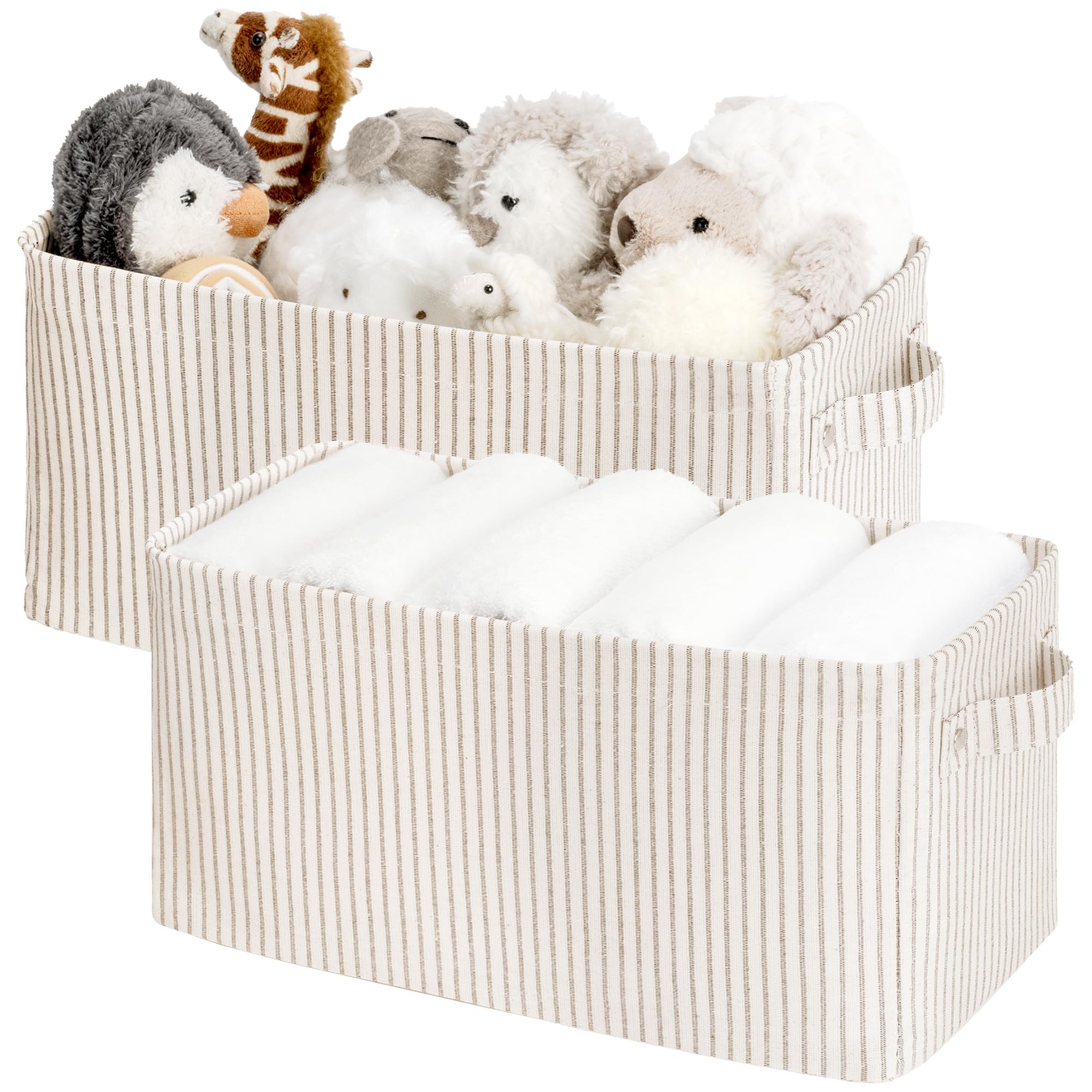 StorageWorks Narrow Storage Bins, Long Baskets, Brown and Beige, 2-Pack