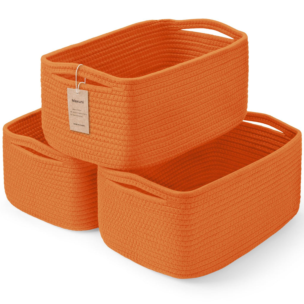 3 Pack Small Storage Baskets for Organizing, 11.8×7.8×5.1", Mixed Brown