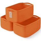 3 Pack Small Storage Baskets for Organizing, 11.8×7.8×5.1", Mixed Brown