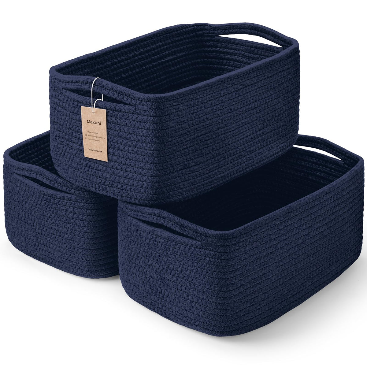 3 Pack Small Storage Baskets for Organizing, 11.8×7.8×5.1", Mixed Brown