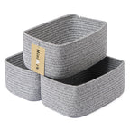 MiniArk Small Storage Baskets for Organizing | Closet Organizer Bins | Shelf Toy Basket | Woven Rope Baskets | Cube Decorative Box | Shallow Basket | L11.5xW7.5xH4.7| Brown