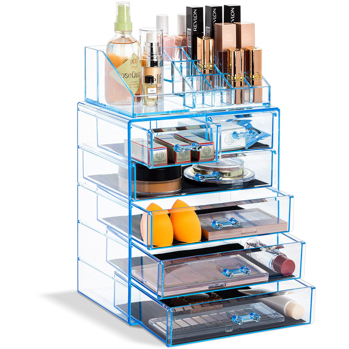 Sorbus Makeup Organizer, 6-Drawer Acrylic 2-Piece Set (Clear)