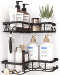 Sakugi Black Corner Shower Caddy Adhesive No Drilling Bathroom Shelves