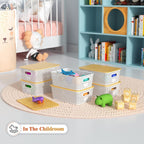 Ohmlove 6 Pack Plastic Storage Baskets with Bamboo Lids for Organization