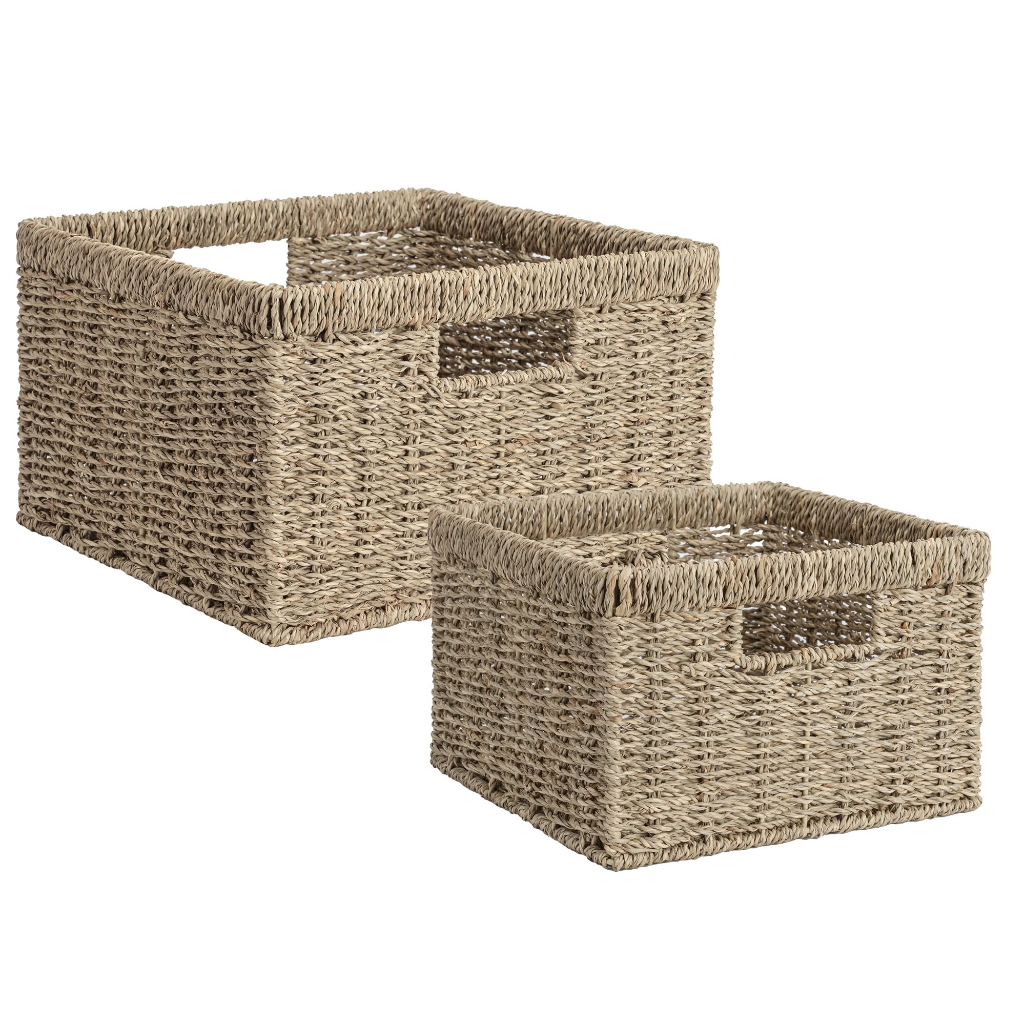StorageWorks Wicker Baskets, Wicker Storage Baskets for Shelves, 2-Pack