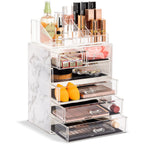 Sorbus Makeup Organizer, 6-Drawer Acrylic 2-Piece Set (Clear)