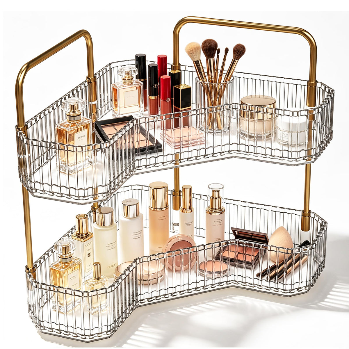 3-Tier Corner Bathroom Organizer, Skincare Vanity Counter Shelf Clear