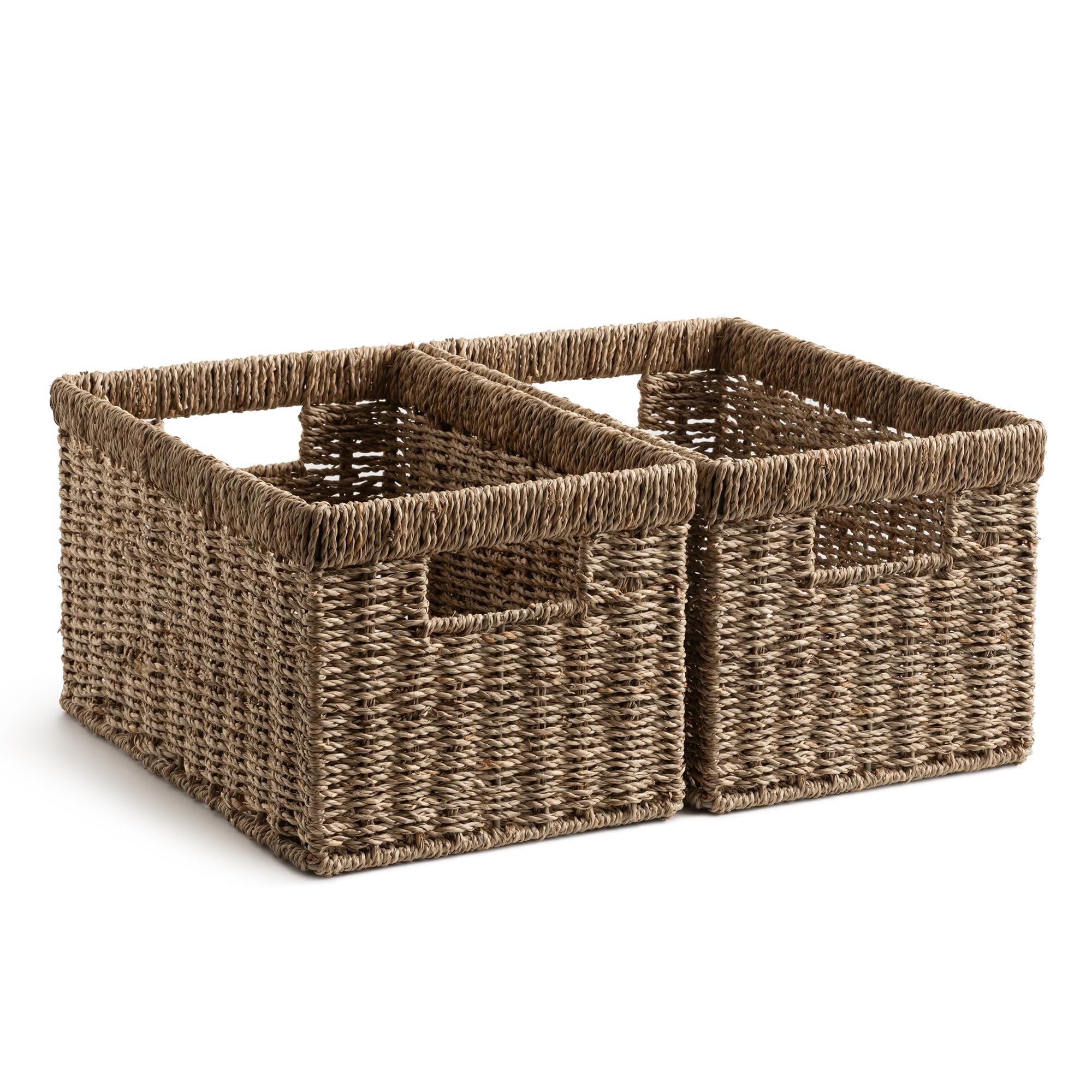 StorageWorks Wicker Baskets, Wicker Storage Baskets for Shelves, 2-Pack