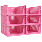 Pinkpum 6 Pack Closet Organizer Storage Bins Stackable Plastic Drawer Shelf