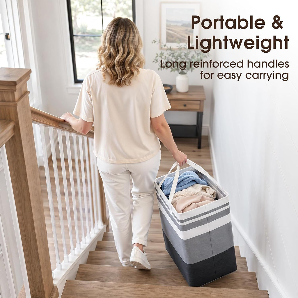 HomeHacks 2 Pack Large Laundry Baskets, Laundry Hampers Bags (Grey 75Lx2)