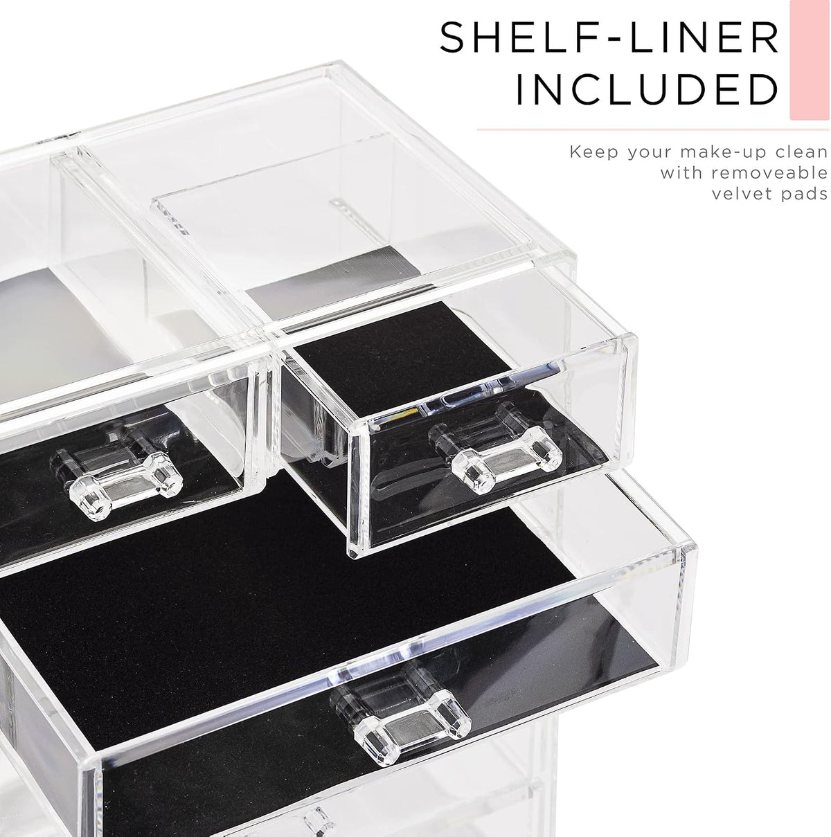 Sorbus Makeup Organizer, 6-Drawer Acrylic 2-Piece Set (Clear)