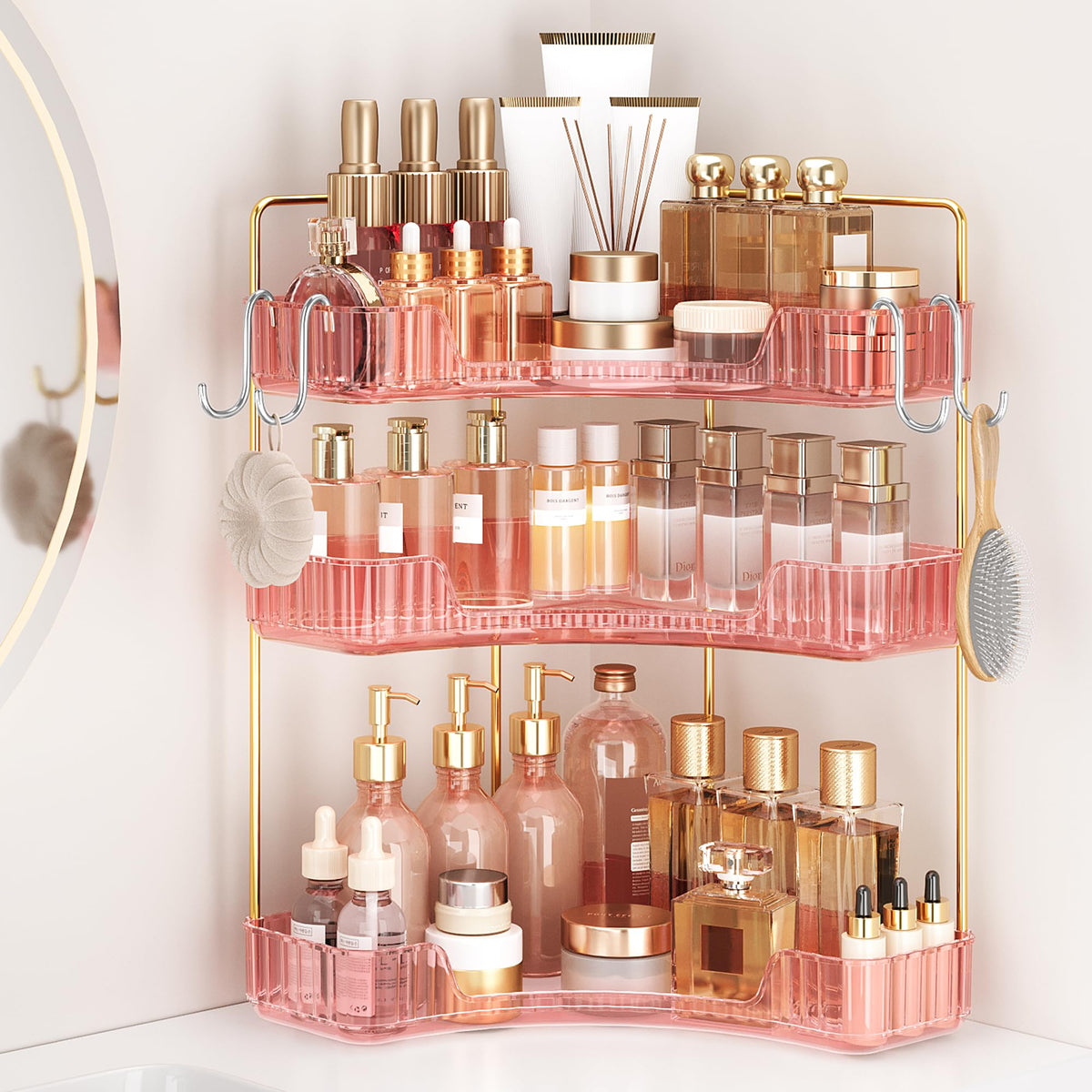 Corner Bathroom Counter Organizer 3-Tier Bathroom Organizer