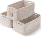 3 Pack Small Storage Baskets for Organizing, 11.8×7.8×5.1", Mixed Brown