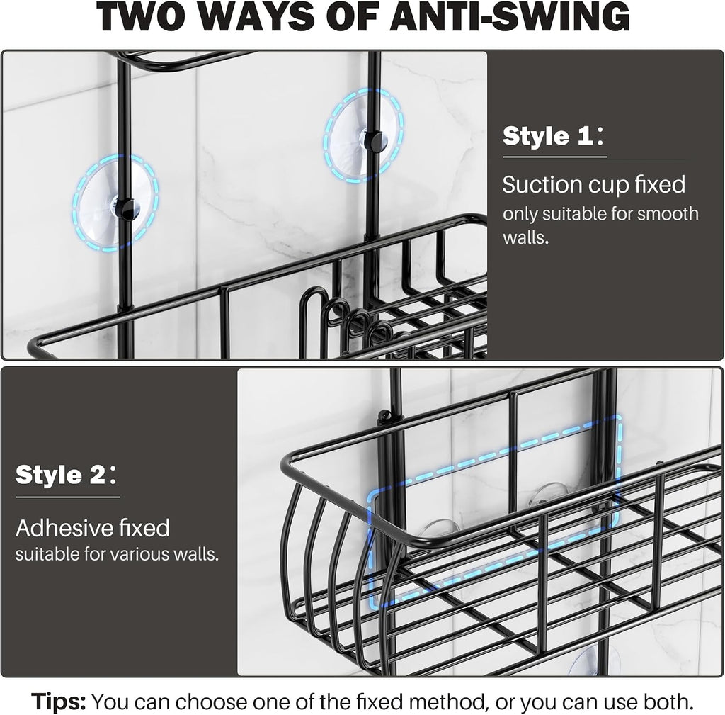 Epicano Shower Caddy Hanging,Large Capacity Shower Organizer,Black