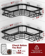 Sakugi Black Corner Shower Caddy Adhesive No Drilling Bathroom Shelves