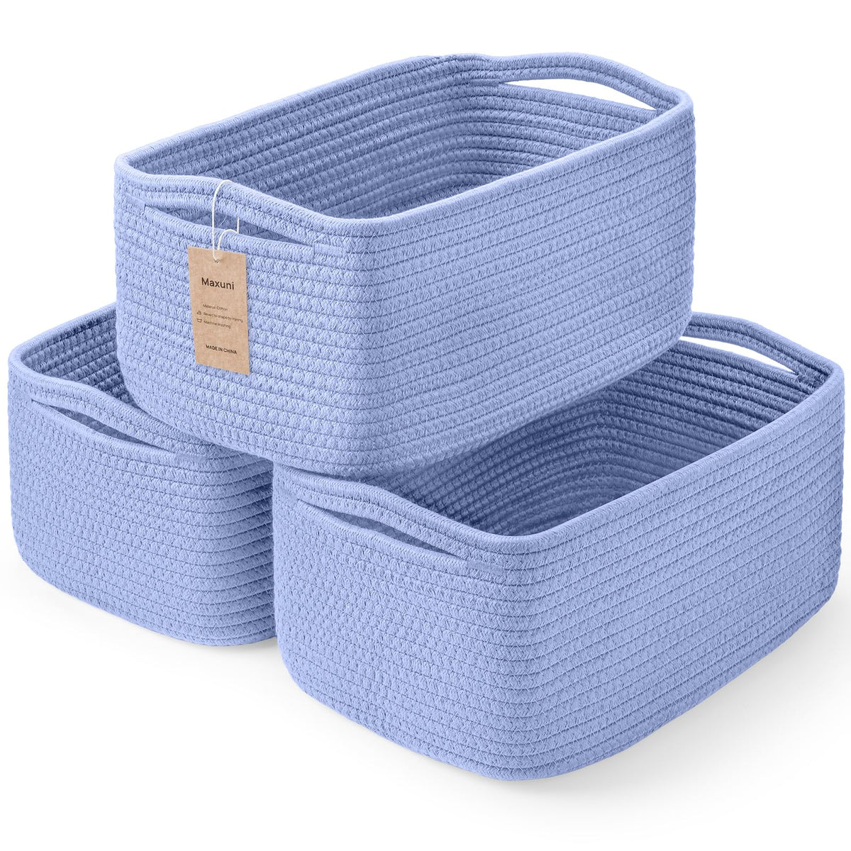 3 Pack Small Storage Baskets for Organizing, 11.8×7.8×5.1", Mixed Brown