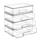 Vtopmart 4 Pack Small Clear Stackable Storage Drawers, Fits Narrow Spaces