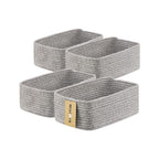 MiniArk Small Storage Baskets for Organizing | Closet Organizer Bins | Shelf Toy Basket | Woven Rope Baskets | Cube Decorative Box | Shallow Basket | L11.5xW7.5xH4.7| Brown