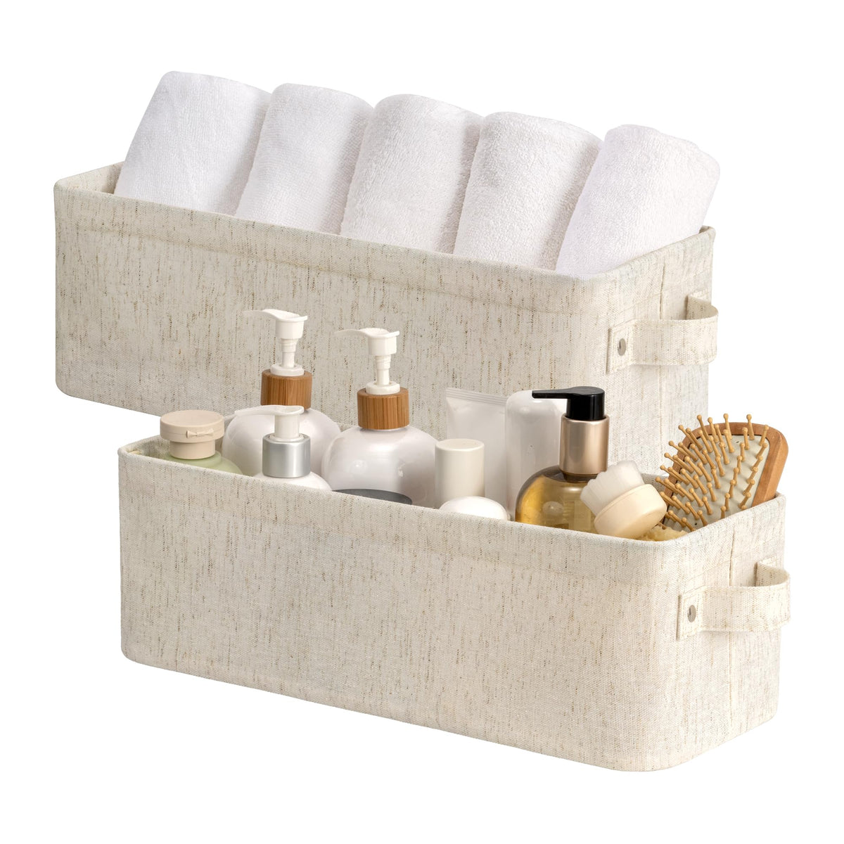 StorageWorks Narrow Storage Bins, Long Baskets, Brown and Beige, 2-Pack