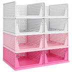 Pinkpum 6 Pack Closet Organizer Storage Bins Stackable Plastic Drawer Shelf