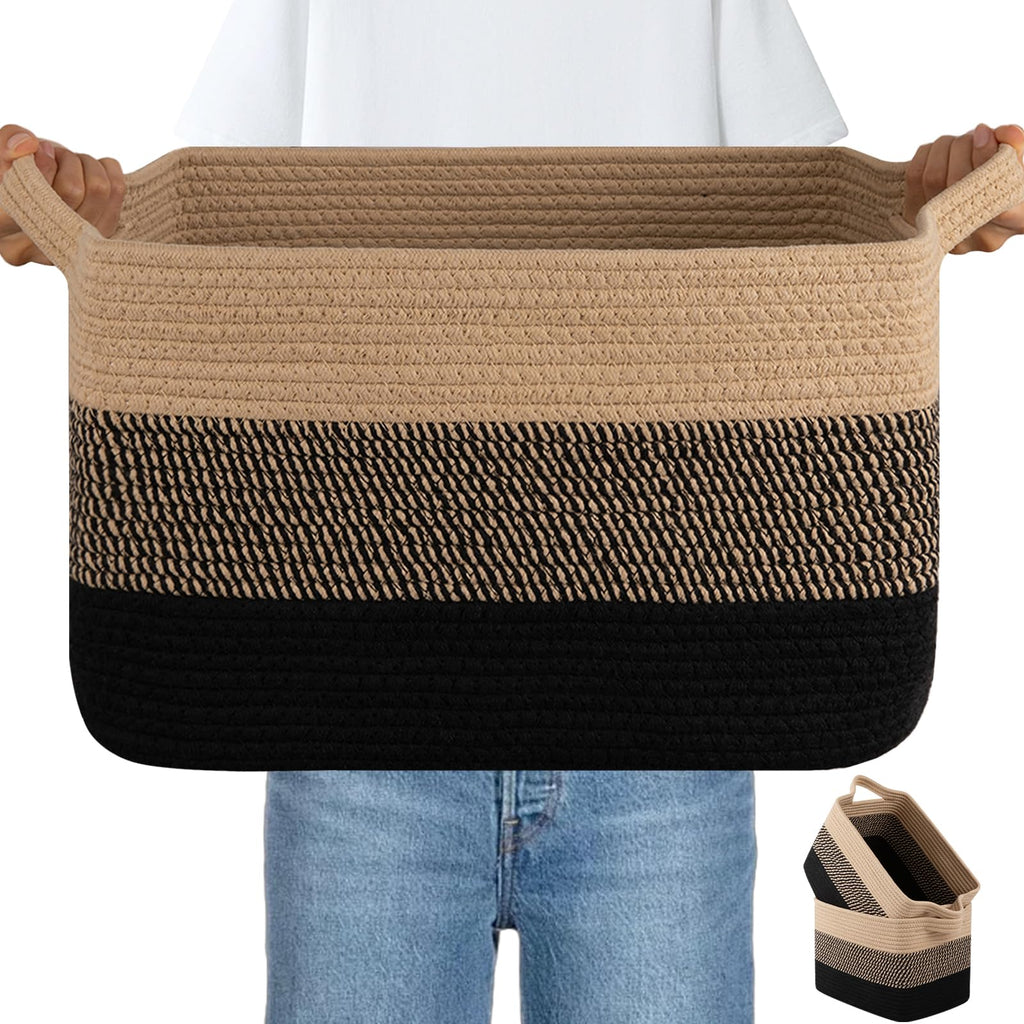 OIAHOMY Cotton Rope Storage Baskets for Organizing Gradient Yellow 3-Pack