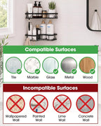 Sakugi Black Corner Shower Caddy Adhesive No Drilling Bathroom Shelves