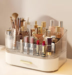 Large Makeup Organizer with Drawers, 360° Rotating Brush Holder