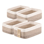 MiniArk Small Storage Baskets for Organizing | Closet Organizer Bins | Shelf Toy Basket | Woven Rope Baskets | Cube Decorative Box | Shallow Basket | L11.5xW7.5xH4.7| Brown