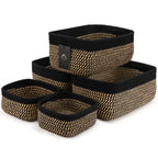 5-Pack Small Woven Rope Storage Baskets, 2 Sizes Organizer Bins