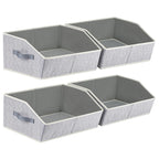 Homsorout Closet Organizers Bins 6 Packs - Large Closet Shelf Organizer with Handles, Fabric Trapezoid Storage Bins, Collapsible Storage Cubes for Clothes, Towels, Light Gray
