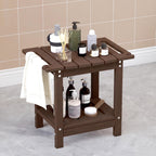 Plawdlik Shower Stool with Shelf, HDPE Weather‑Resistant Shower Bench