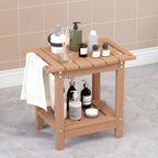 Plawdlik Shower Stool with Shelf, HDPE Weather‑Resistant Shower Bench