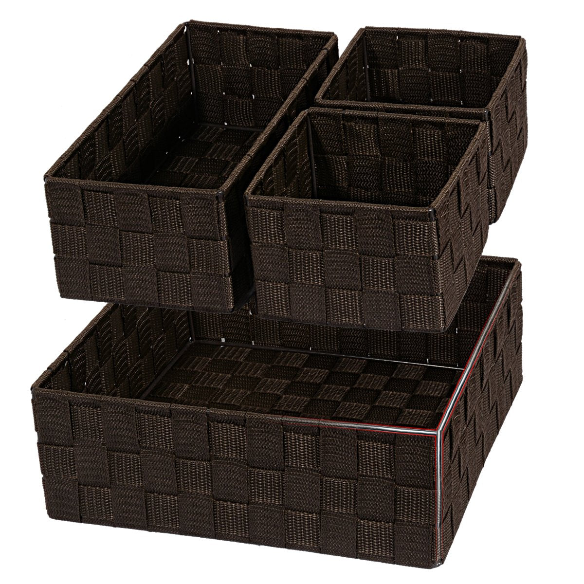 Posprica Small Black Baskets Cube Bin Container Tote,Woven Storage Baskets for Organizing Organizer Divider for Drawer, Closet, Shelf, Dresser, Set of 4