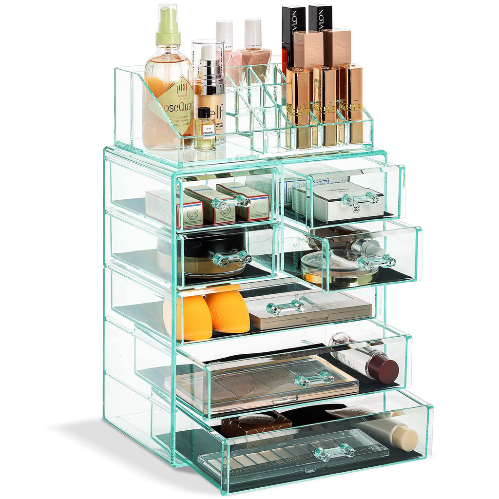 Sorbus Makeup Organizer, 6-Drawer Acrylic 2-Piece Set (Clear)