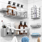 NESOMI 7-Pack Shower Caddy Adhesive,Stainless Steel Shower Organizer Shelf