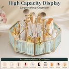 CoralHouse Rotating Glass Makeup Organizer for Vanity with Brush Holder