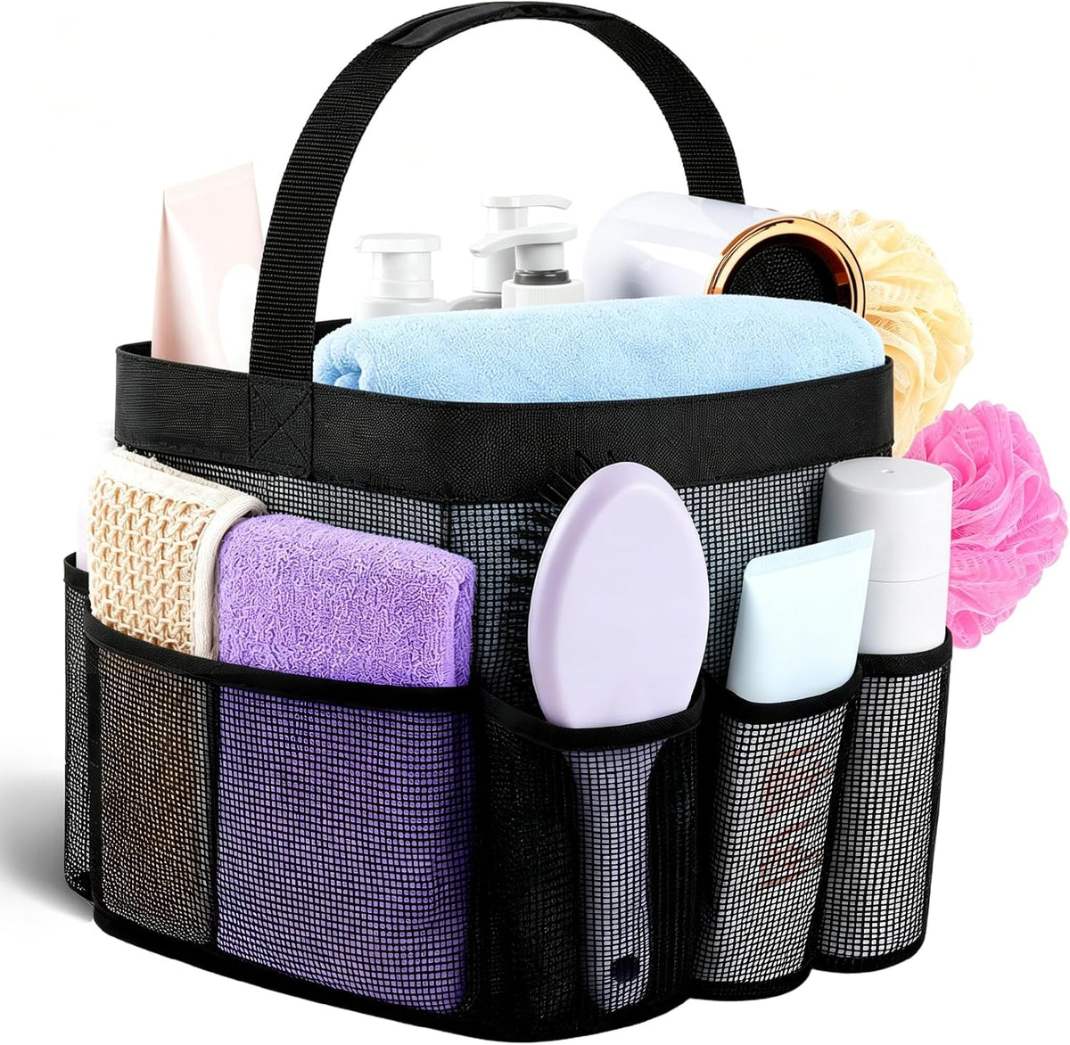 Mesh Shower Caddy Portable - 9 Pockets for College Dorm Room Essential