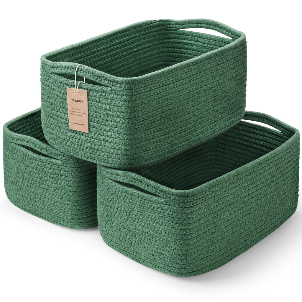 3 Pack Small Storage Baskets for Organizing, 11.8×7.8×5.1", Mixed Brown