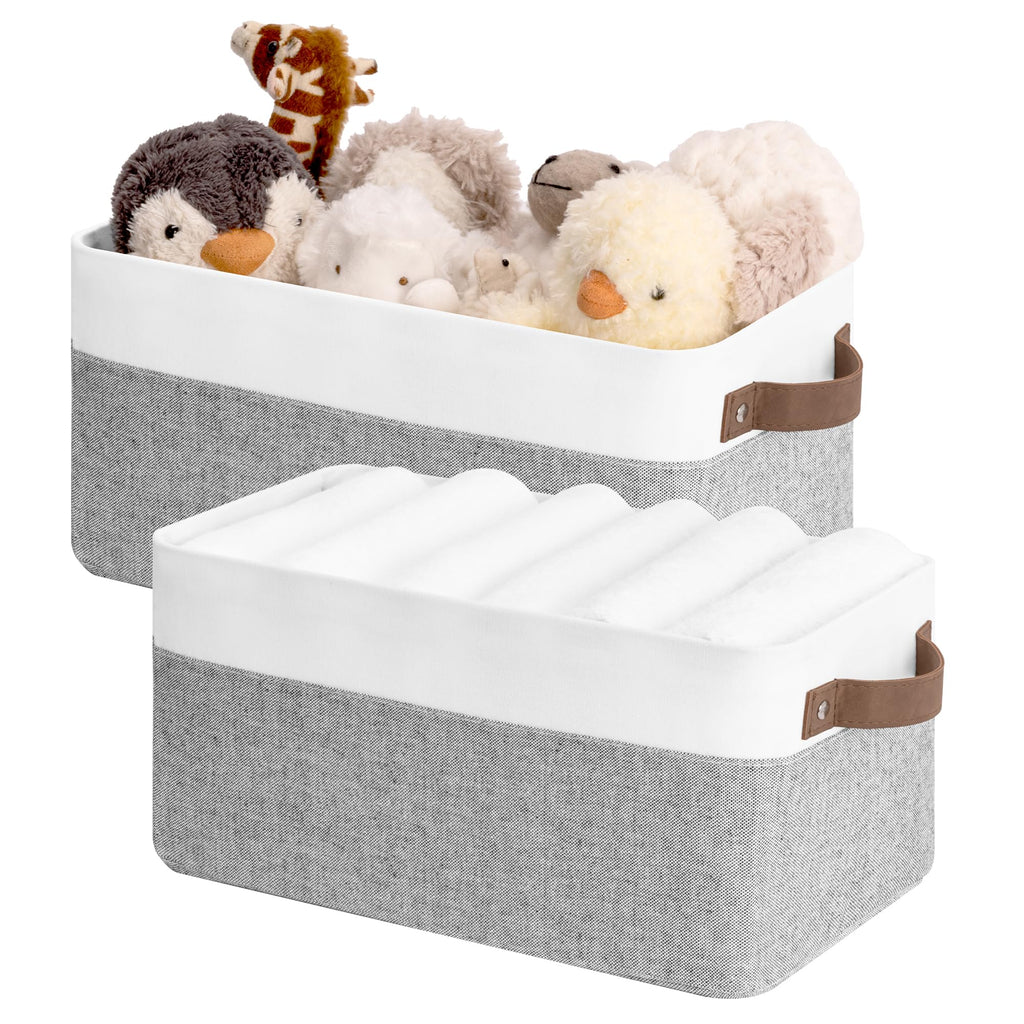 StorageWorks Narrow Storage Bins, Long Baskets, Brown and Beige, 2-Pack