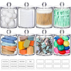 4 Pack Acrylic Qtip Holder Dispenser for Cotton Swabs, Balls, Floss Picks