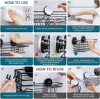 TAILI Shower Caddy Suction Cup 2 Pack with Hooks & Soap holder, Black