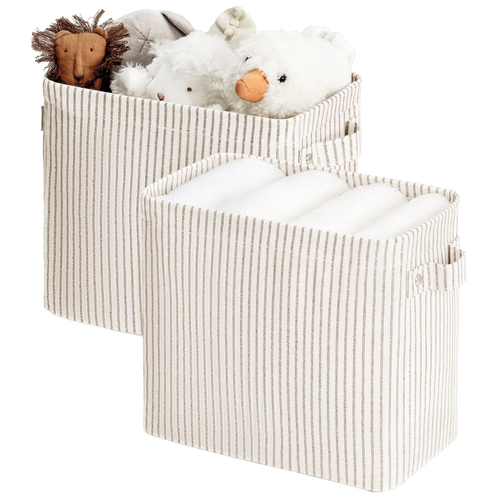 StorageWorks Narrow Storage Bins, Long Baskets, Brown and Beige, 2-Pack