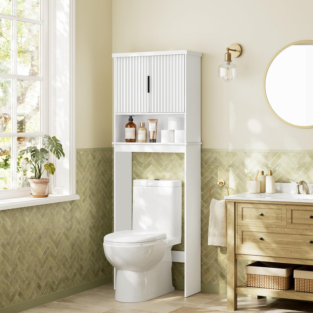 VASAGLE Over the Toilet Storage Cabinet, Doors, Adjustable Shelves, 24.6''W