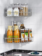 SMARTAKE 2-Pack Corner Shower Caddy, SUS304 Stainless Steel, Silver