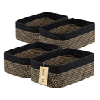 MiniArk Small Storage Baskets for Organizing | Closet Organizer Bins | Shelf Toy Basket | Woven Rope Baskets | Cube Decorative Box | Shallow Basket | L11.5xW7.5xH4.7| Brown
