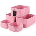 5-Pack Small Woven Rope Storage Baskets, 2 Sizes Organizer Bins