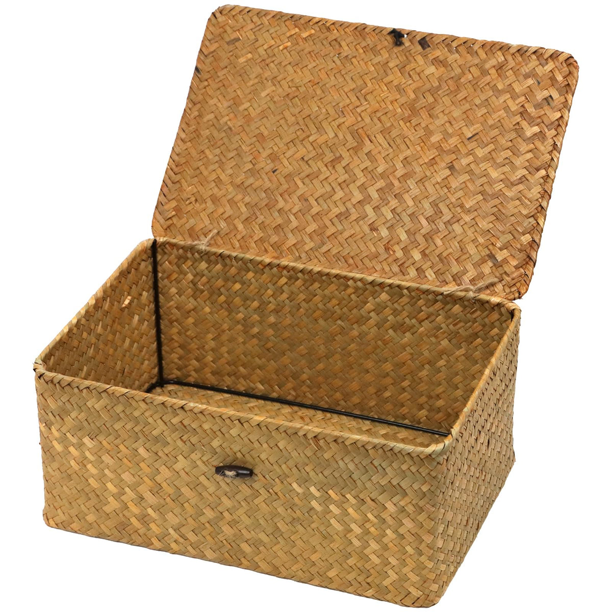 Wicker Storage Basket with Lid, Seagrass Storage Baskets for Organizing